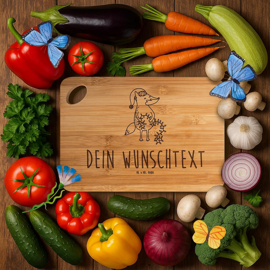Mr. & Mrs. Panda Personalisiertes Schneidebrett Fuchs Weihnachten - Personalisierte Geschenke, Nikol