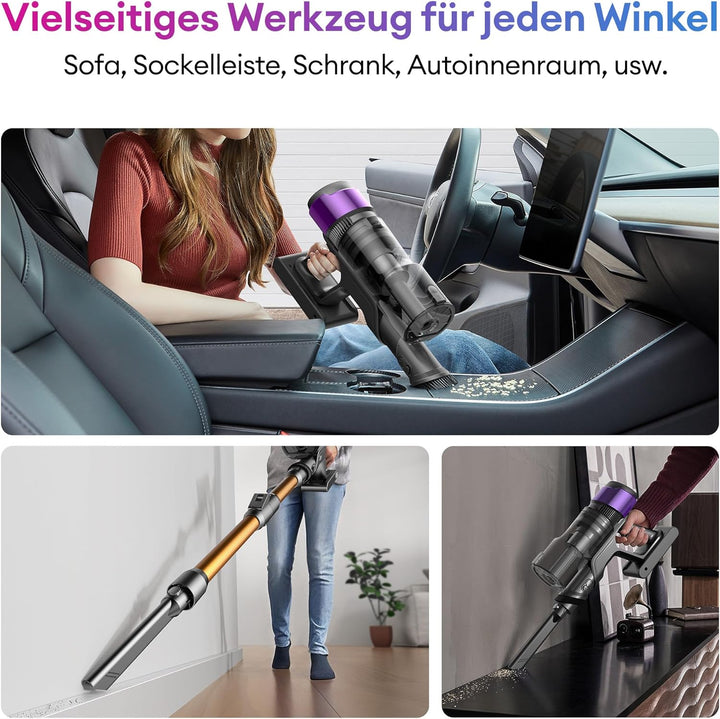 Ultenic Akku Staubsauger,55KPA/600W/60Mins Staubsauger Kabellos mit 180° klappbarem Rohr, 1,5L Gross