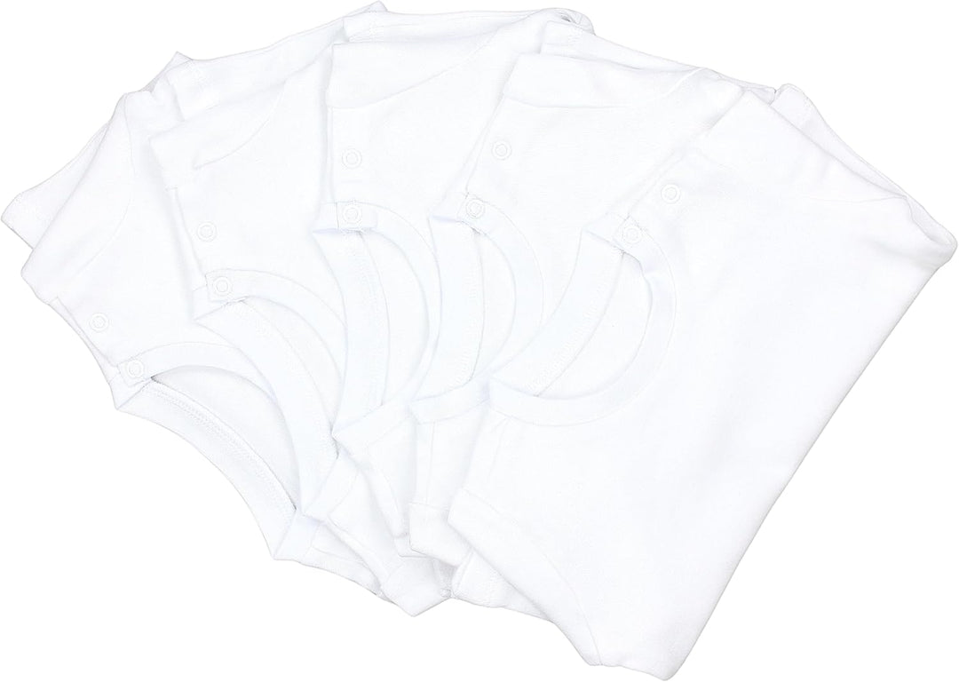 TupTam Baby Jungen Kurzarm T-Shirt mit Aufdruck Unifarben Sterne Streifen 5er Set, 56 Wei&#xDF;