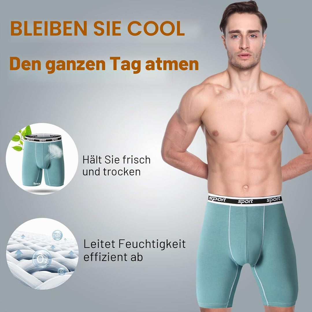 Nuofengkudu Herren Modal Unterwäsche Nahtlose Langes Bein Boxershorts Anti Chafing Unterhosen Atmung