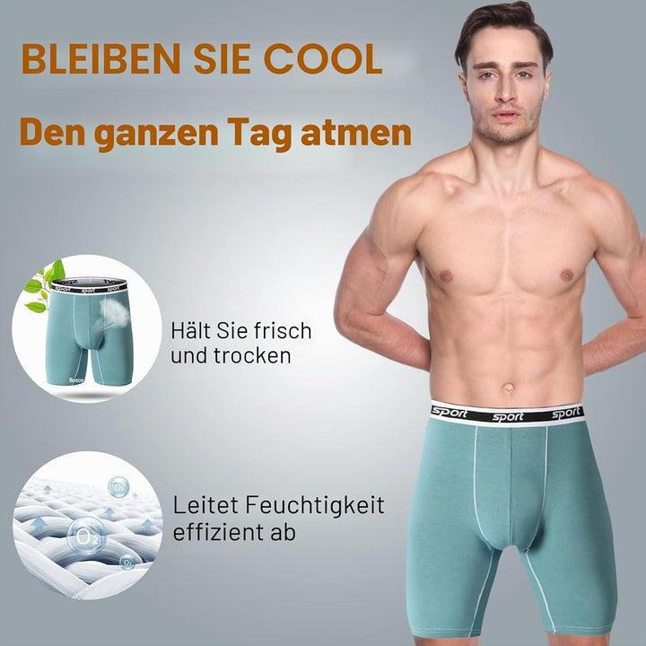 Nuofengkudu Herren Modal Unterwäsche Nahtlose Langes Bein Boxershorts Anti Chafing Unterhosen Atmung