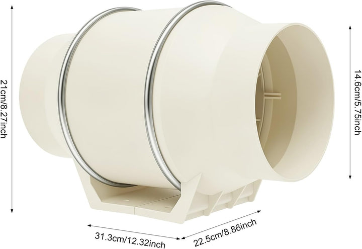75W Rohrventilator – 220V, Drehzahl 2600 U/min, Luftstrom 540 m³/h, Geräuschpegel ca. 60 dB, statisc