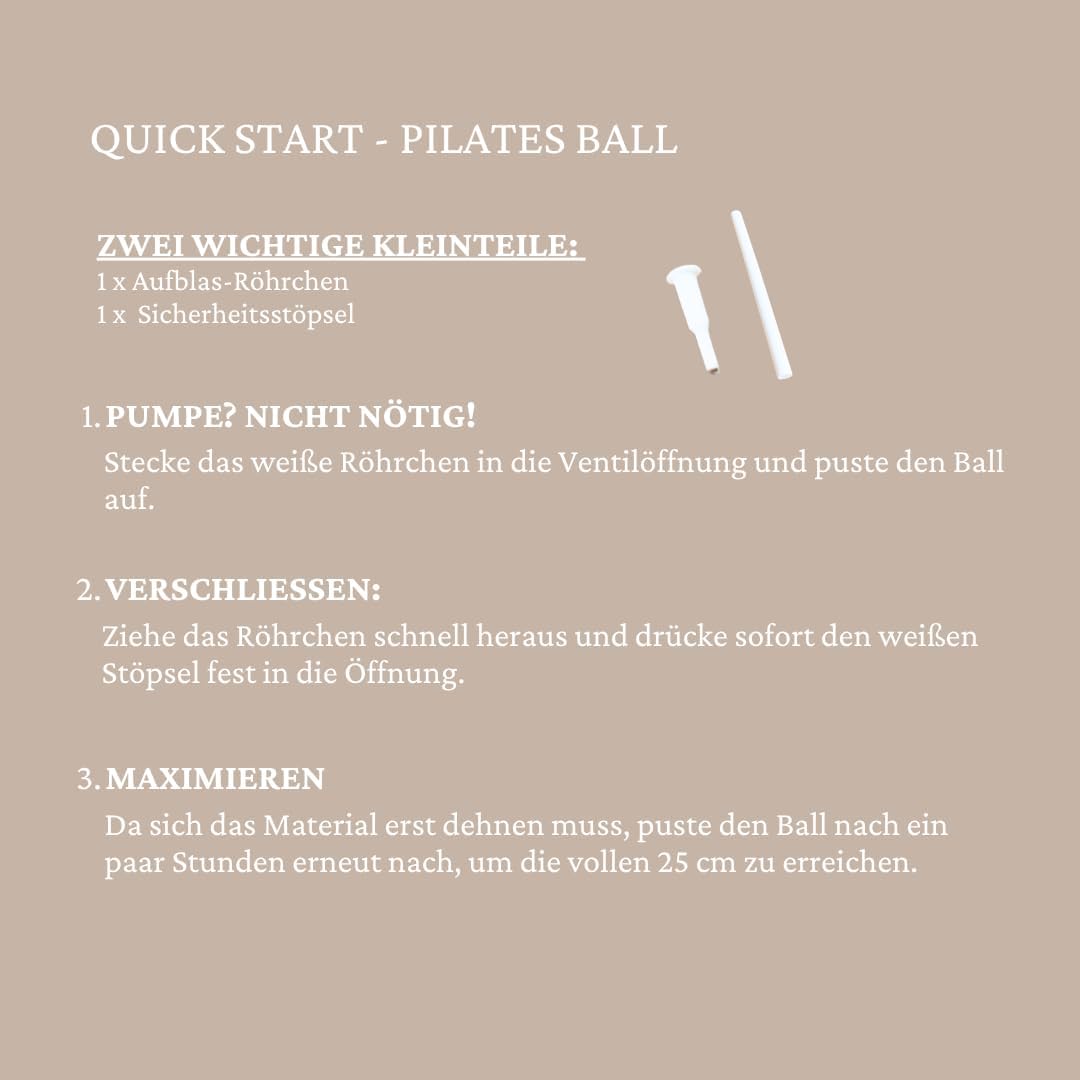 Premium Pilates Set 3-teilig: Ring, Ball & Booty Bänder – Nude/Braun – Home Studio Workout Zubehör m