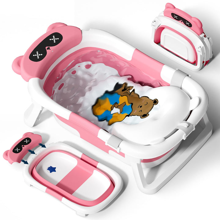 COOSEYA Baby Badewanne, Faltbare Babybadewanne Essentials für Neugeborene 0-12 Monate, Portable Baby