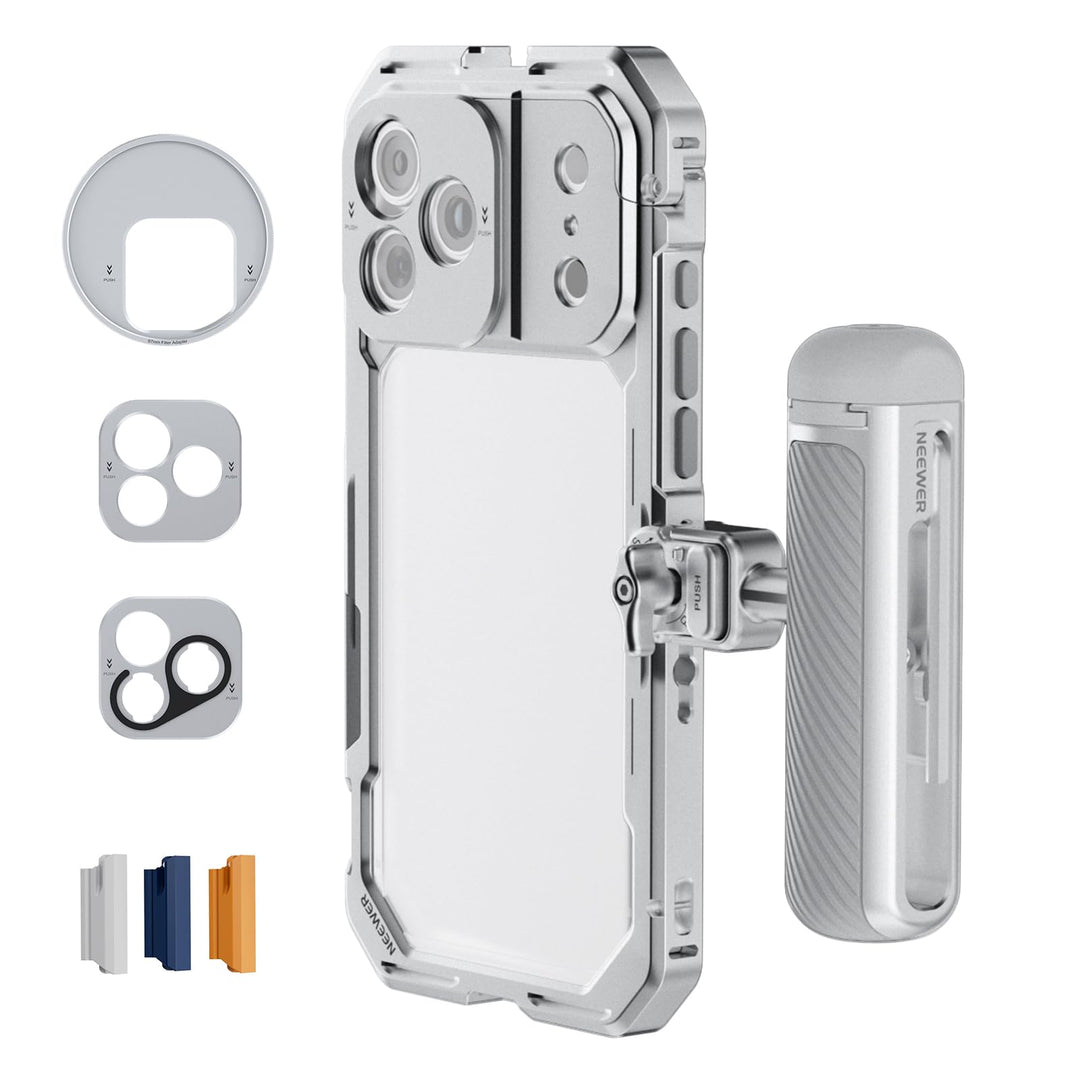 NEEWER 17 Pro Käfig Cage Video Rig Handy Stabilisator Set kompatibel mit iPhone 17 Pro mit 67mm Filt