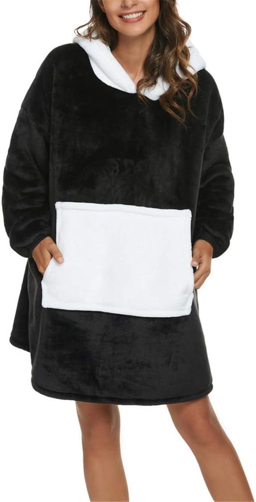 chuangminghangqi Übergrosses Hoodie Decken-Sweatshirt Warm Plüsch Taschen-Decke Kapuzenpullover für