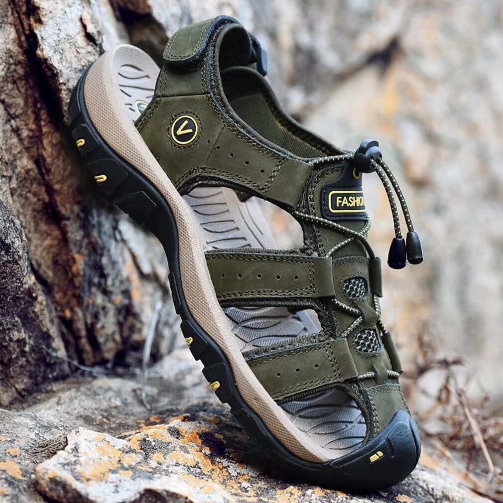 Sandalen Herren Leder Strand Wandersandale Trekkingsandalen Outdoorschuhe Sommer Freizeitschuhe Wand