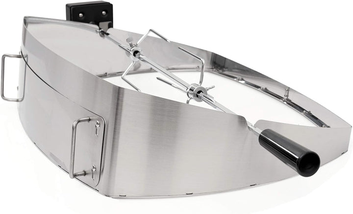 BBQ-Toro Edelstahl Pizzaring Set mit Grillspiess | Pizzaeinsatz und Drehspiess passend für Weber Q30