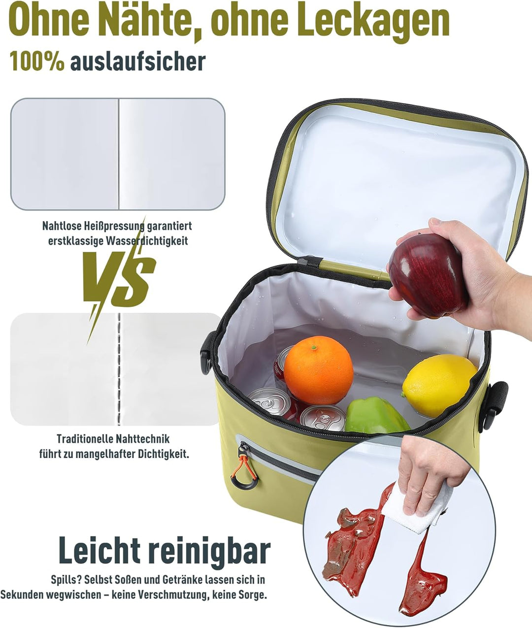 Kühltasche 7/14/24L - Isoliert & Wasserdicht | Tragbare Mini-Kühltasche mit Thermo-Iso-Schicht | Lei