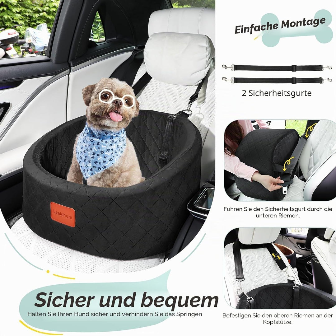 Hunde-Autositz, bequemer Haustier-Autositz mit Sicherheitsleinen zum Anklippen, waschbares Reise-Aut