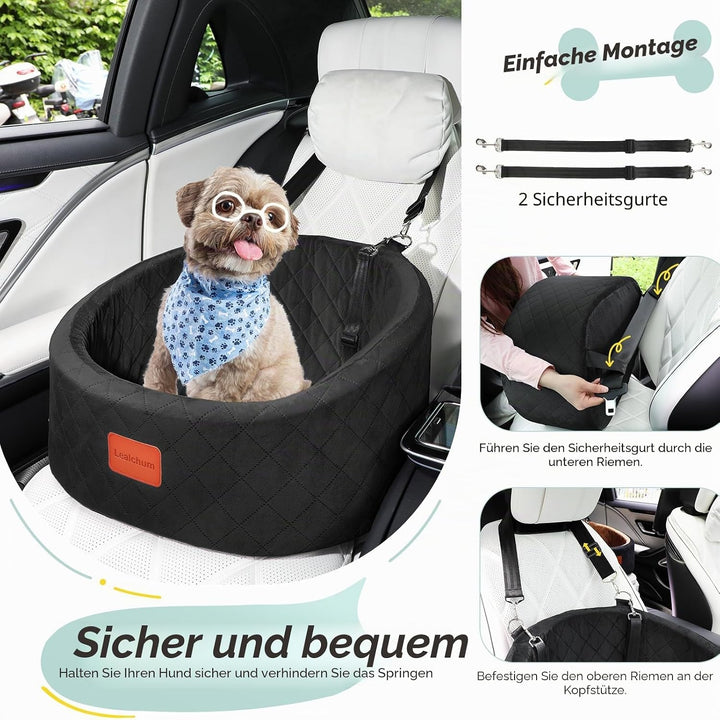 Hunde-Autositz, bequemer Haustier-Autositz mit Sicherheitsleinen zum Anklippen, waschbares Reise-Aut