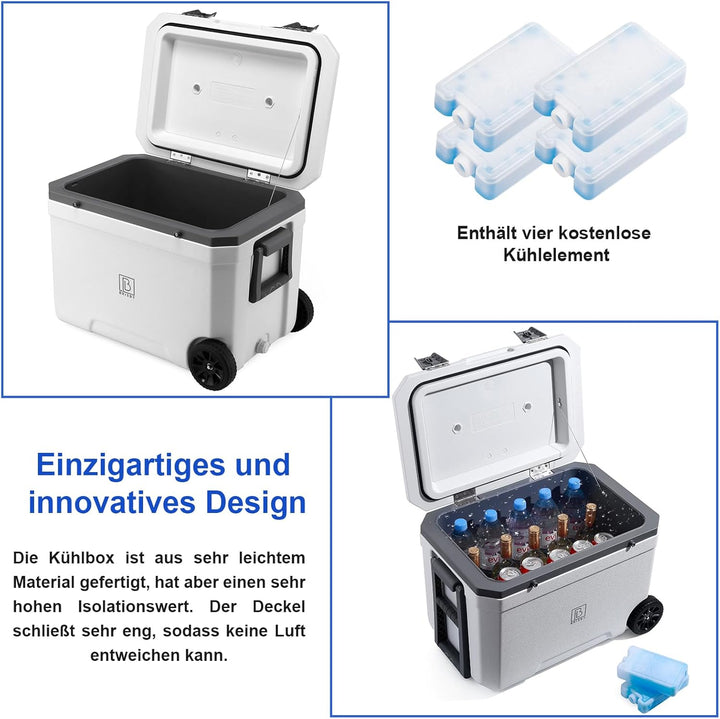 Brisby Kühlbox Camping - 45L, Kühlbox ohne Strom, inkl. 4 Dicke Kühlelemente, 3 Tage kühle Isolation
