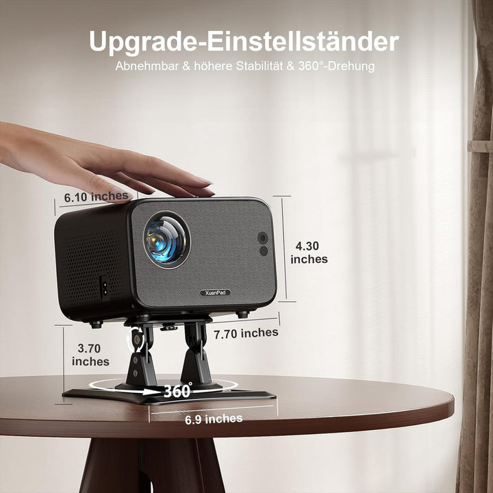 Smart Mini Beamer 4K kompatibel mit Apps XuanPad 30000 Lumen Beamer mit Autofokus & Trapezkorrektur,