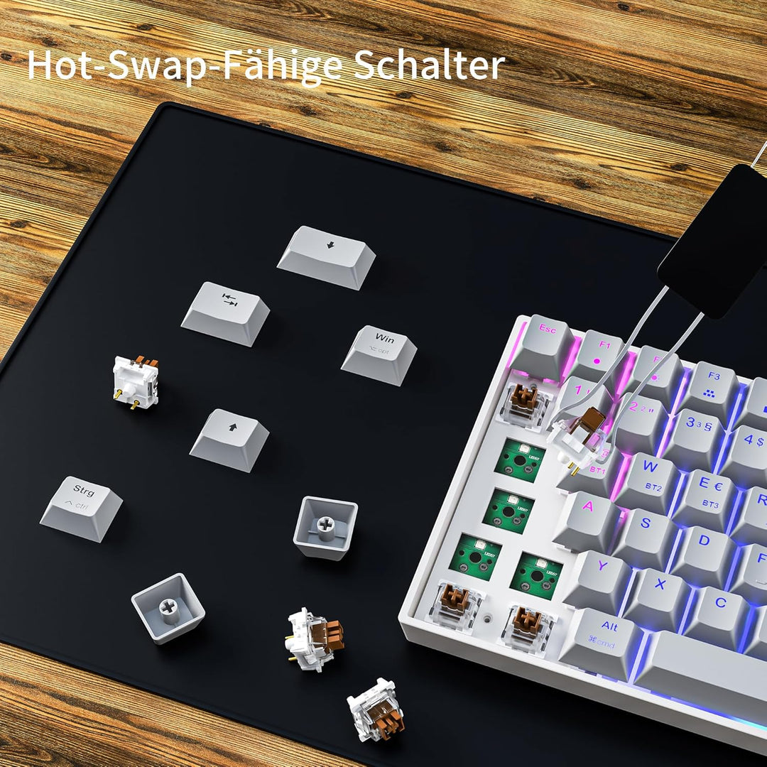 Newmen GM840 Gaming Tastatur Mechanische,2.4G Kabellose/Bluetooth/USB C Mit Kabel 75 Prozent TKL Tas