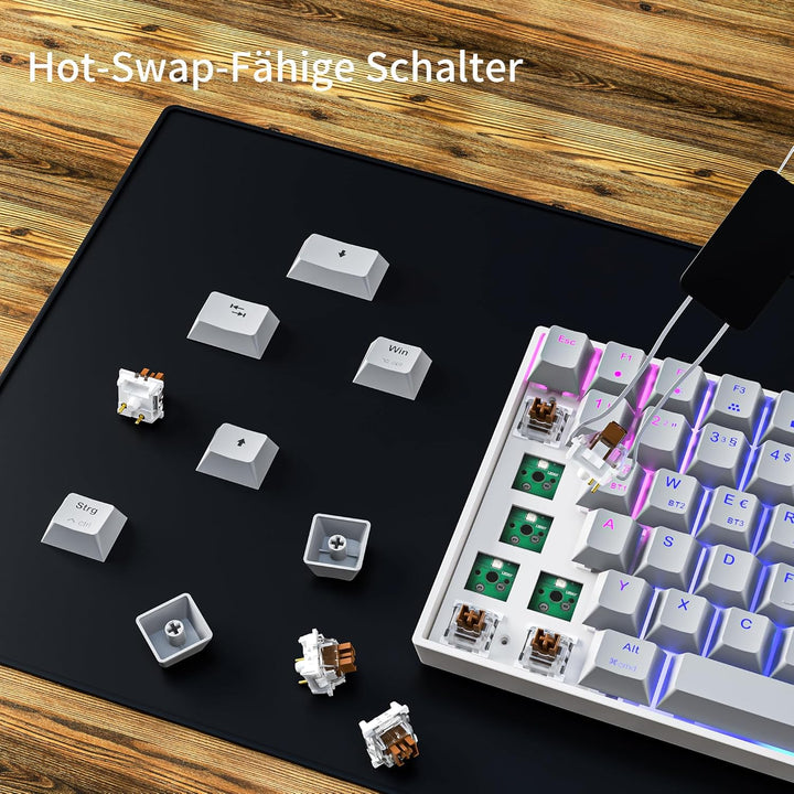 Newmen GM840 Gaming Tastatur Mechanische,2.4G Kabellose/Bluetooth/USB C Mit Kabel 75 Prozent TKL Tas