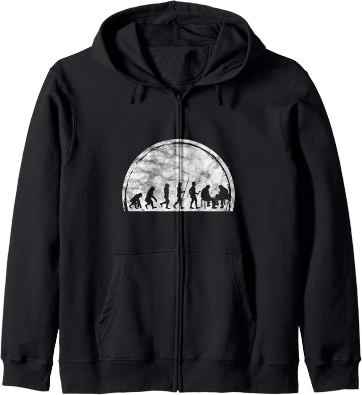 Schach Evolution Entwicklung Schachspieler Schachfigur Kapuzenjacke