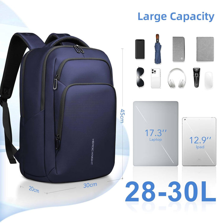 Gross laptop rucksack herren, Business Backpack Men with17,3 Inch Laptop Compartment with USB Chargi