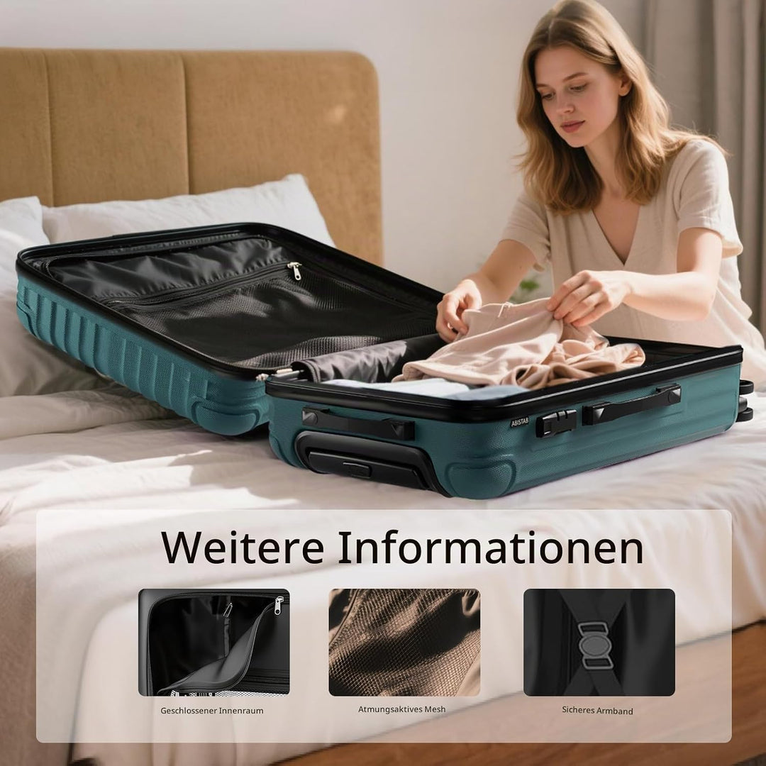 Voyager Hartschalen Reisekoffer mittelgross 66x45x27cm, Handgepäck Koffer, leicht Rollkoffer mit 4 R