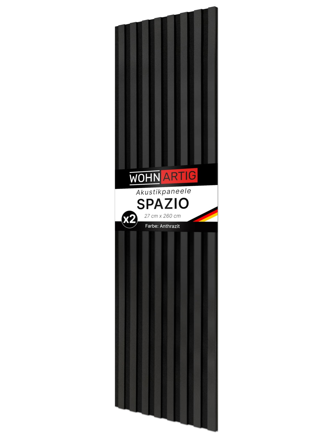 Akustikpaneele SPAZIO 1,404m² – 260cm x 54cm* Set – (Set = 2Stück 260cm x 27cm) | Farbe: Anthrazit 6
