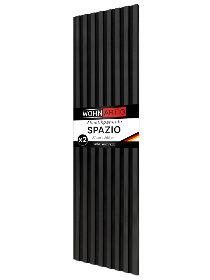 Akustikpaneele SPAZIO 1,404m² – 260cm x 54cm* Set – (Set = 2Stück 260cm x 27cm) | Farbe: Anthrazit 6
