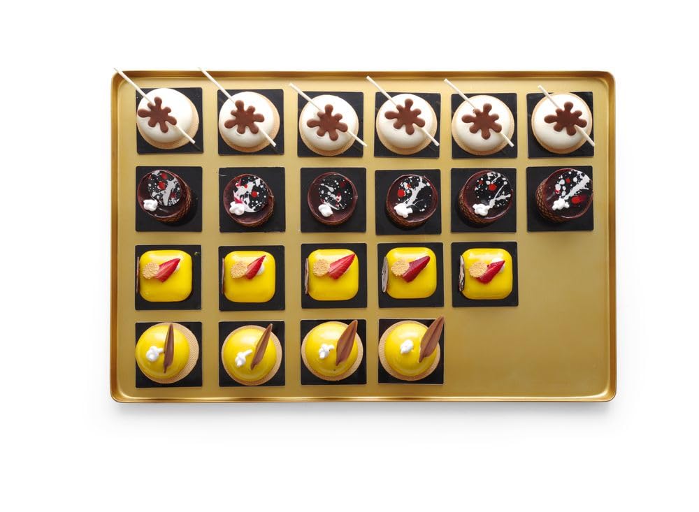 HENDI 808566 Auslageplatte, Vitrinenblech, Sandwichplatte, 400x300x(H)20mm, Aluminium, Gold