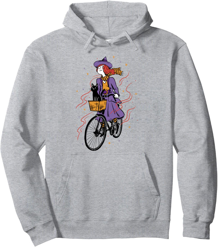 Witch Girl Reitrad mit Katze Pullover Hoodie