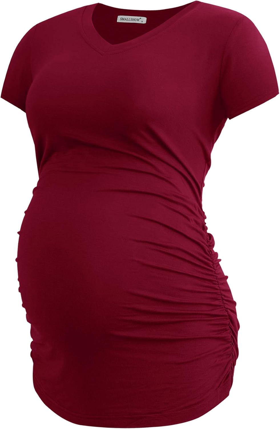 Smallshow Damen Umstandstop V Hals Schwangerschaft Seite Geraffte Umstandskleidung Tops T Shirt 3 Pa