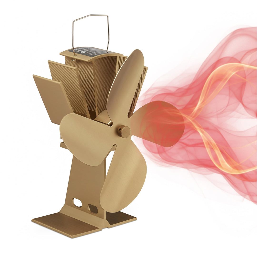 Relaxdays Ofenventilator ohne Strom, geräuscharm, für Kamin & Ofen, hitzebetrieben, 4 Blätter, Kamin