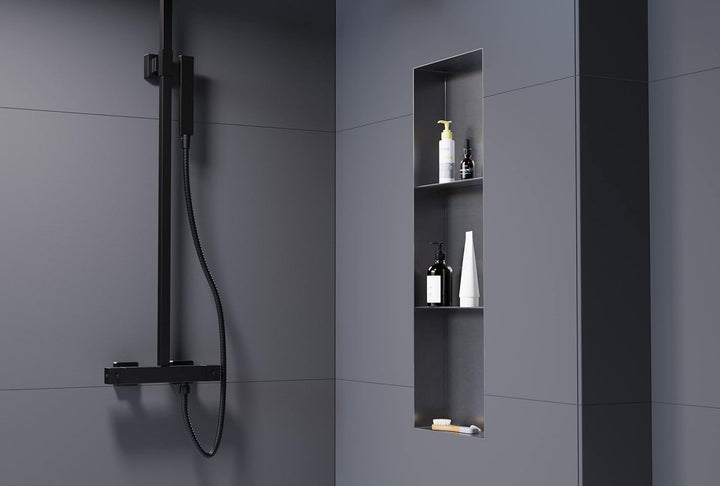 BERNSTEIN® Wandnische aus Edelstahl NT309010X 30 x 90 x 10 cm randlos mit Ablagefach Duschablage für