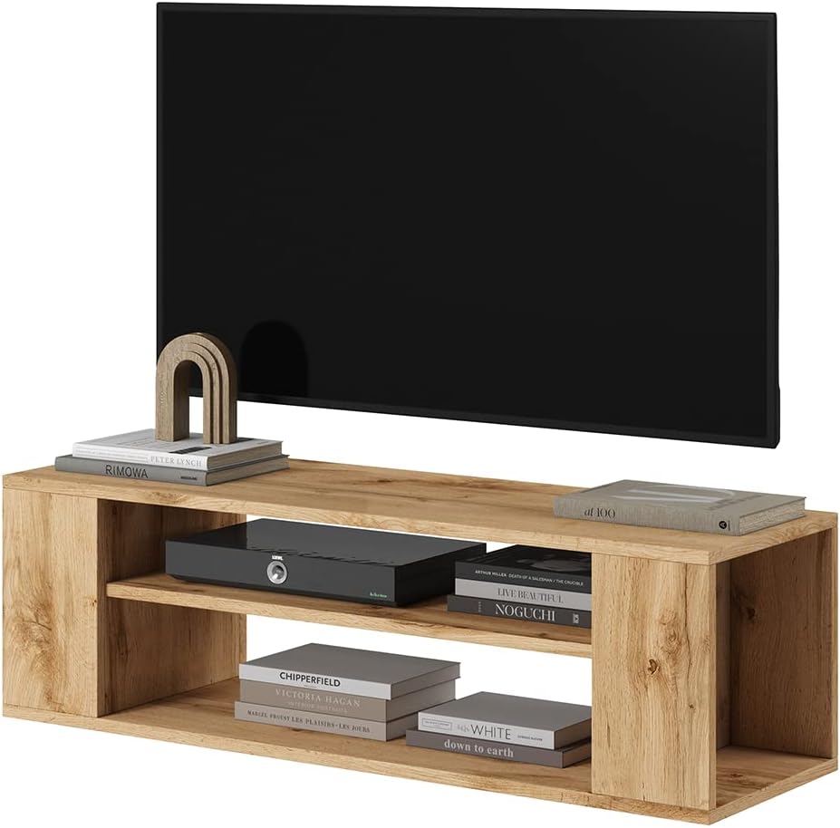 Selsey Weri - TV-Board hängend mit 2 offenen Fächern, minimalistisch, 100 cm breit (Wotan Eiche), Wo