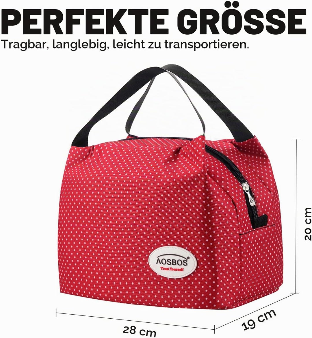 AOSBOS Kleine Kühltasche für unterwegs Lunchtasche Faltbar Lunchbag Kühltaschen Lunch Bag Damen Pick