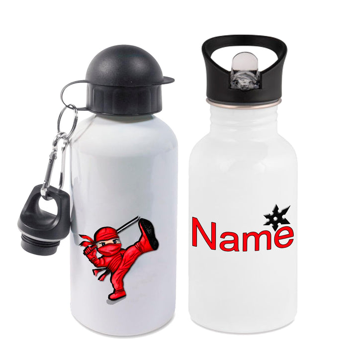 Trinkflasche mit Name/wahlweise 400ml, 500ml oder 600ml + Schriftwahl für Name + Edelstahl oder Alum