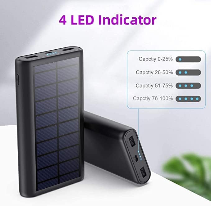 Solar Powerbank 26800mAh, USB C Power Bank Tragbares Solarladegerät, 15W PD3.0A Schnellladung Extern