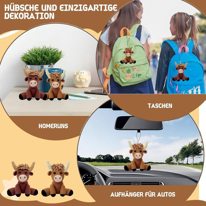 Komplettes Häkelset für Anfänger - Tiere Häkelset, 2 Stück Hochlandrind Strickset für Erwachsene Kin