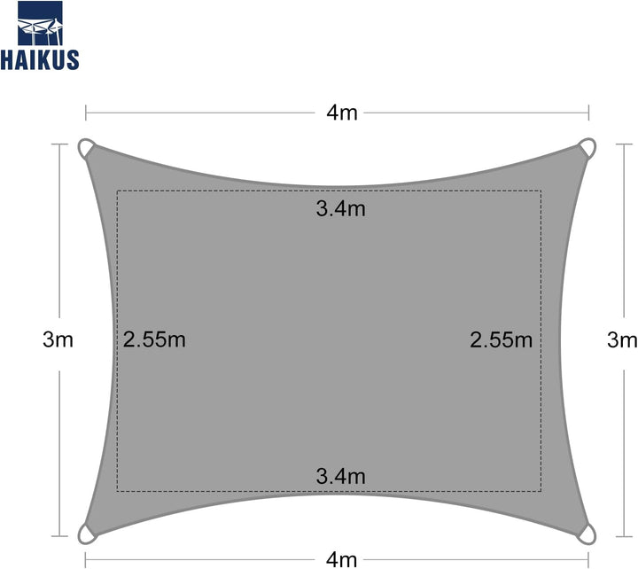 HAIKUS Sonnensegel 3x4 m Weiss Rechteckig, Premium HDPE UV Schutz Sonnenschutz Atmungsaktiv Wetterbe