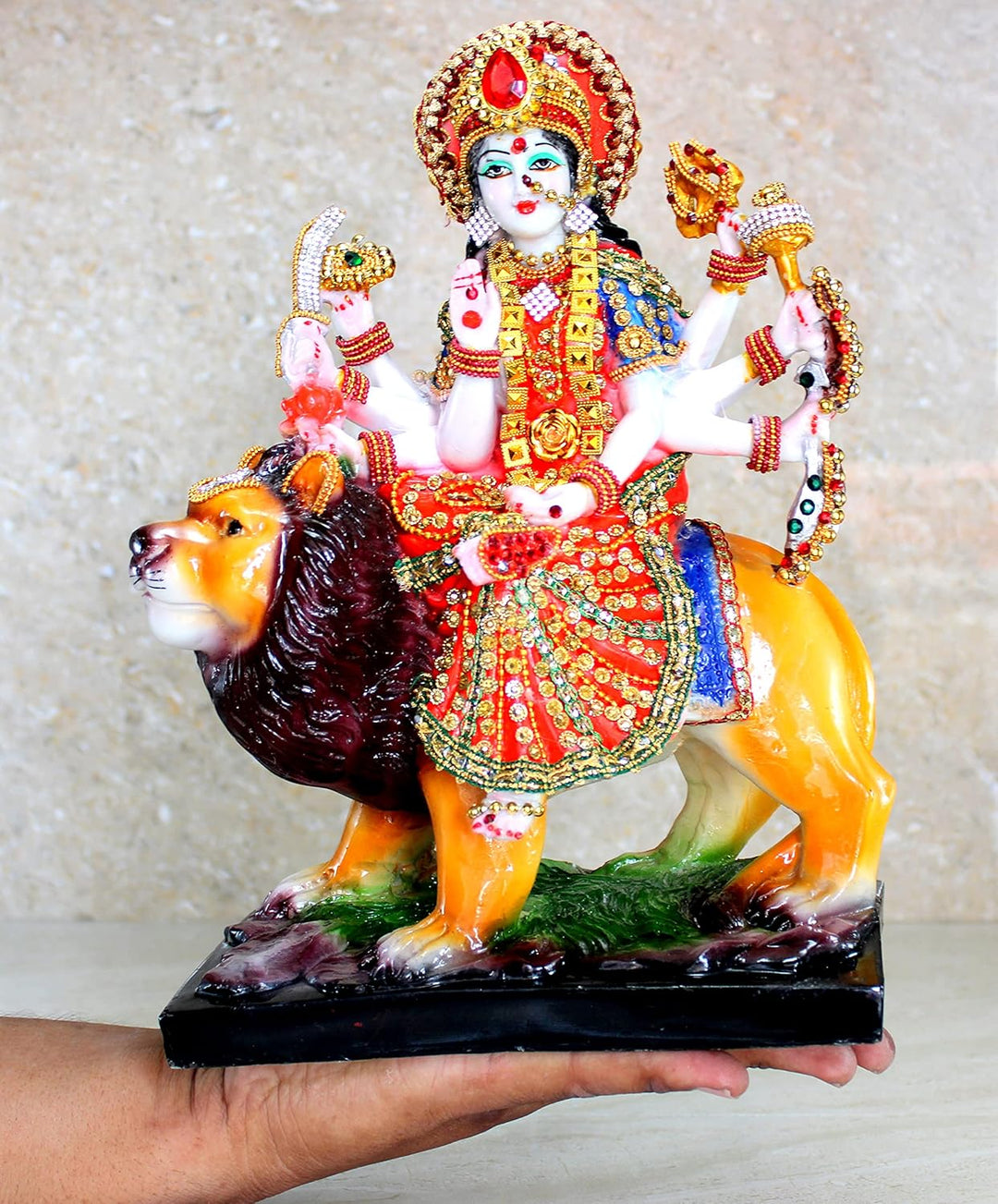 eSplanade Resin Maa Durga MATA Rani Sherawali Murti Idol Statue Sculpture (1561AJ), 1561AJ
