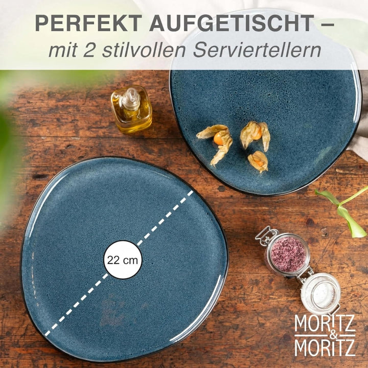 Moritz & Moritz ORGANIC Servierteller Set - 2x Grosse Teller aus hochwertigem Steinzeug, Modern & Ze