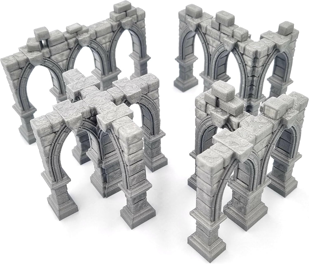 QP3D – Ruinierte Gebäudesäulen Wand, Geländedekoration für Tabletop & RPG 28–32 mm Miniaturen Wargam