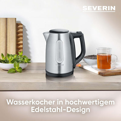 SEVERIN WK 3469 Wasserkocher (ca. 220W, 1 L) edelstahl/schwarz Edelstahl-gebürstet/Schwarz