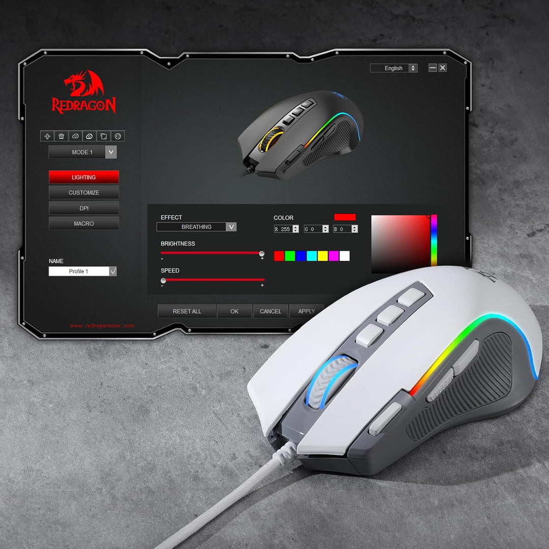 Redragon M612 RGB Gaming Maus, 8000 DPI kabelgebundene optische Gamer-Maus mit 11 programmierbaren T