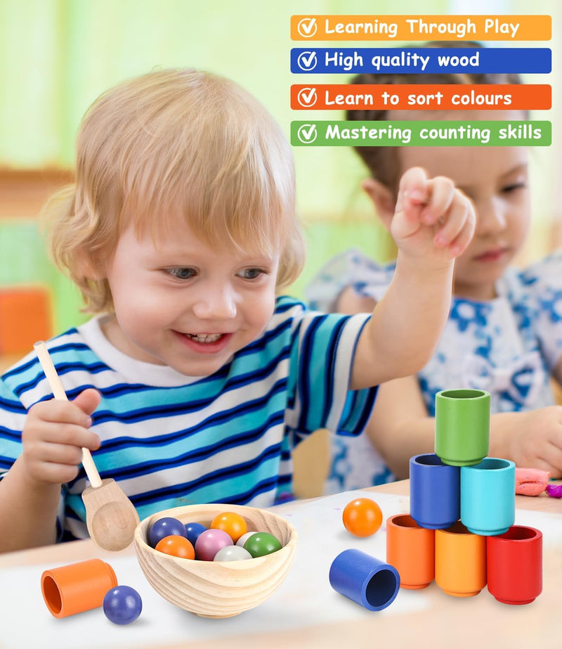 LEAZZLE Bälle im Becher Montessori Spielzeug 2 Jahre, Sensorik Spielzeug，Sortierspiel ab 2 Jahre und
