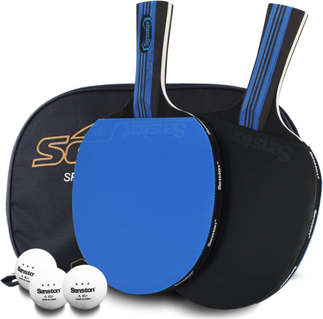 Senston Tischtennisschläger Set, 2 Tischtennisschlager, 3 Tischtennis Bälle und 1 Tasche Gut für Stu