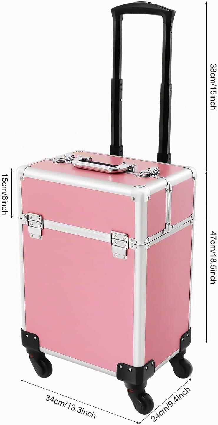 Schminkkoffer 3-in-1 Rollkoffer Klein -Trolley Aufbewahrungskoffer Reisen Friseurkoffer mit Faltbare
