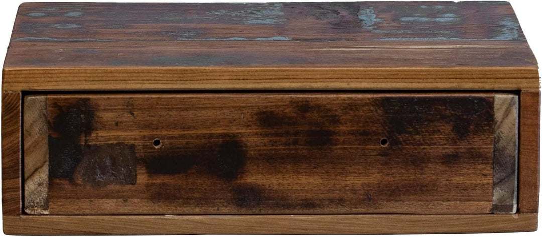 Woodkings® Wandboard mit Geheimfach Schublade Altholz rustikal braun farbig Wandregal Nachttisch