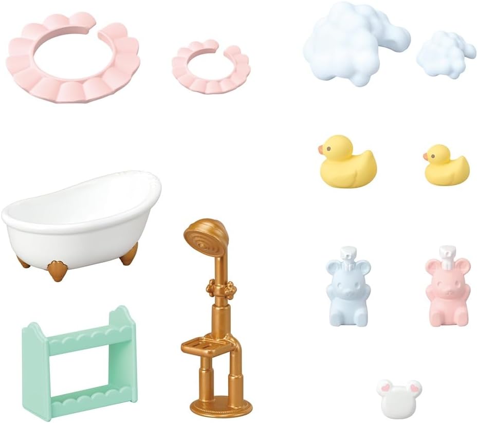 Sylvanian Families 5805 Marshmallow Mäuse Badespass Spielset, Set mit Tierfigur, Süsse Mäuse Spielfi
