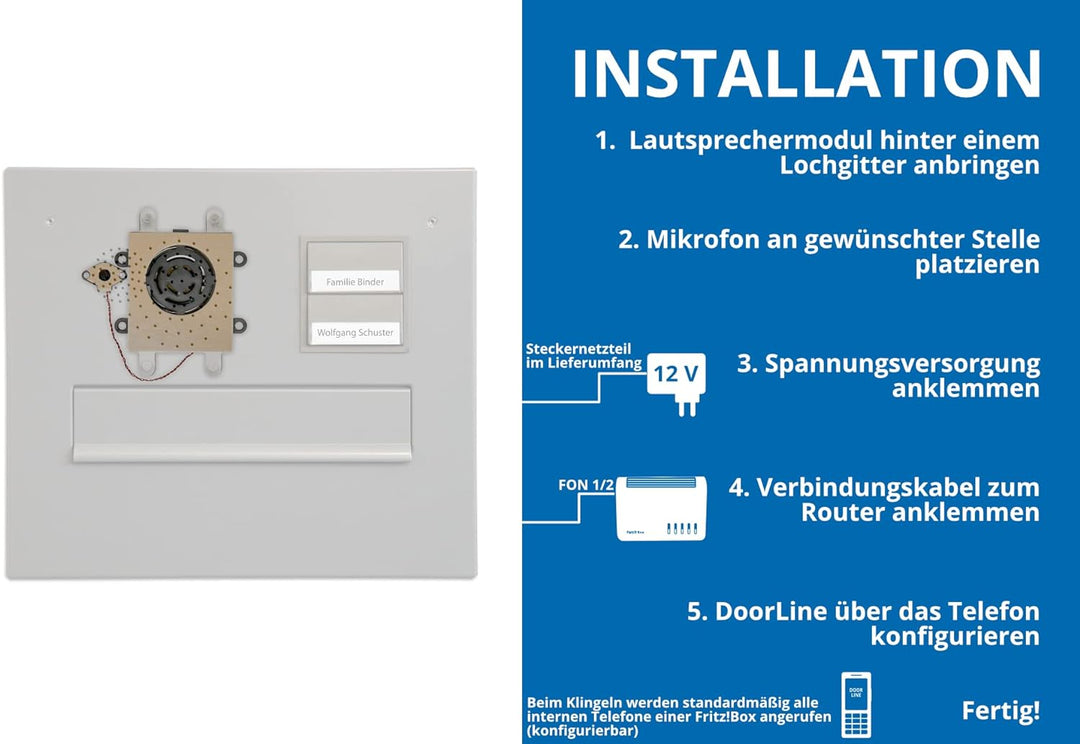 DoorLine TM4 von Telegärtner Elektronik, Clevere Hinterbau-Türstation, macht TK-Anlage FRITZ!Box / R