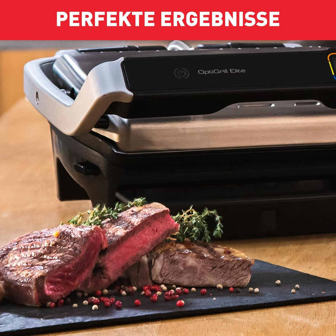 Tefal Optigrill Elite GC750D | Kontaktgrill | Elektrischer Indoor-Grill | 12 automatische Grillprogr