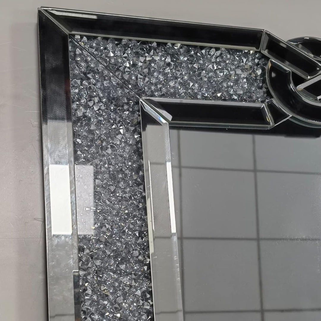 Artloge Dekorative Luxus Kristall Wandspiegel 100×70cm, Modern Spiegel mit Metall Haken Hängespiegel