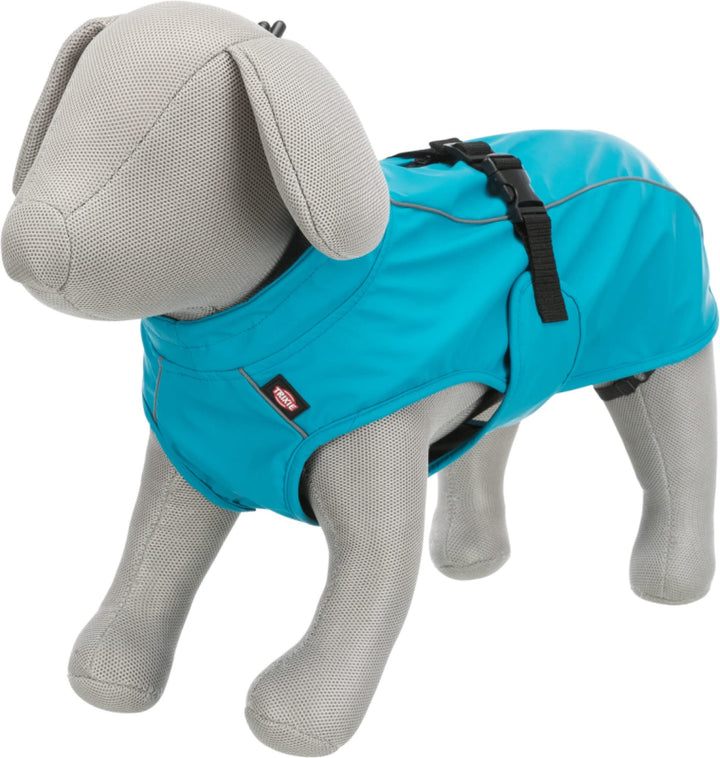 TRIXIE Regenmantel Vimy für Hunde M türkis – Hunde-Regenjacke mit reflektierenden Elementen für mehr