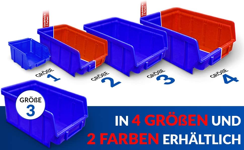 26x Stapelboxen Blau Grösse 3 (BxTxH) 145x248x127mm stapelbar blaue Sichtbox Regalbox Lagerbox Sicht